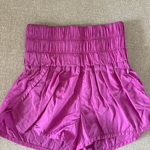 FP Movement by Free People Fuchsia Smocked High-Waist Shorts